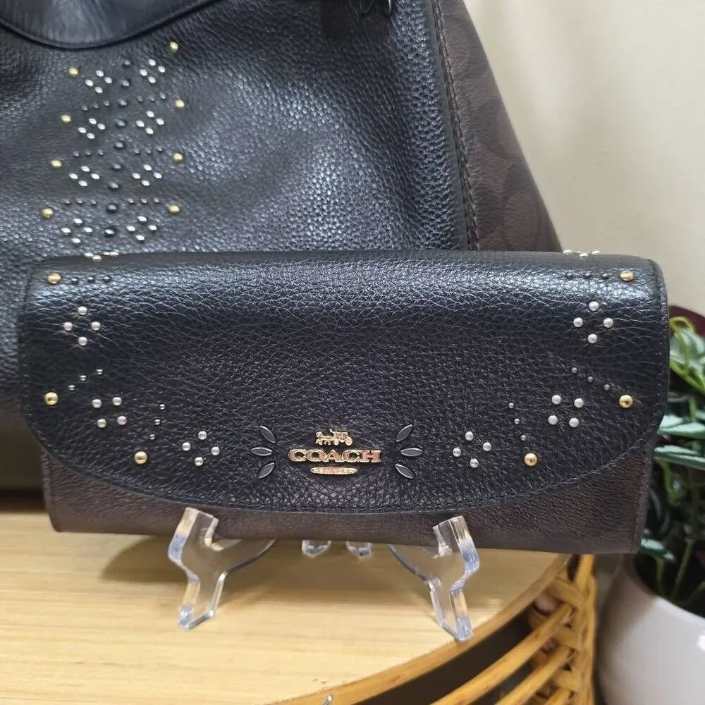 Coach Lexy Shoulder Bag with Rivets + Matching Wallet